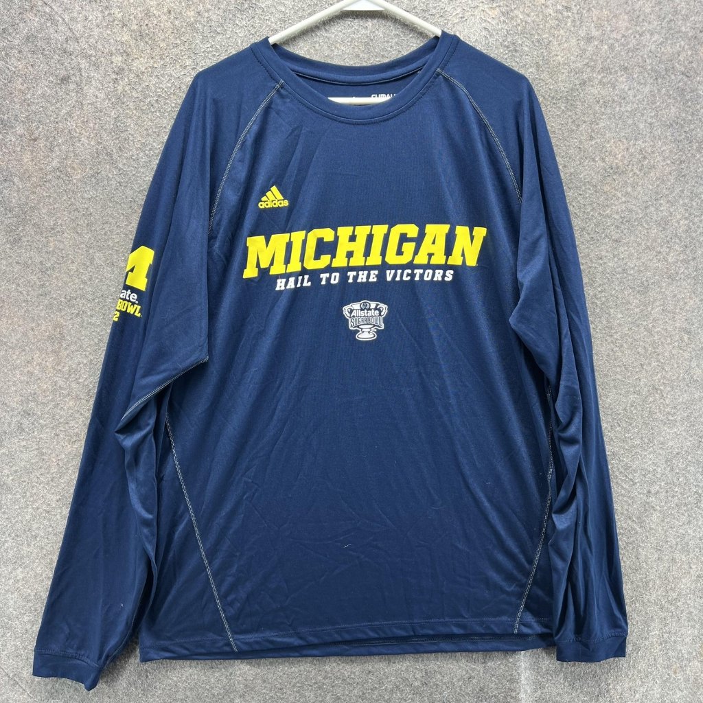 Michigan Wolverines Shirt Mens Xl Blue Ncaa Football Adidas Sugar Bowl 2012